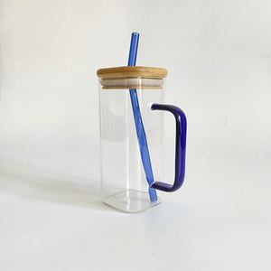 Tazas de Vidrio Cuadradas de 13.5oz con Logotipo Personalizado, Resistentes al Calor y Sublimables, para Té/Café, con Tapa de Bambú y Pajita, Aptas para Lavavajillas - Product Image 4