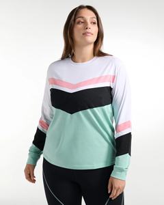 KY定制运动服Femme 2件套瑜伽套装健身房主动穿色块长袖瑜伽衬衫和自行车短裤套装 - Product Image 2