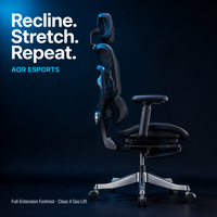Chaise de bureau ergonomique AOR pour la maison, dossier haut en maille, repose-pieds rétractable, base en alliage d'aluminium, robuste, pour le gaming, vente en gros usine