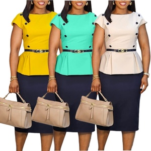 Robe d'été tendance pour femme, décontractée et élégante, à manches courtes, color block, robe de bureau, robes africaines pour femme - Product Image 1