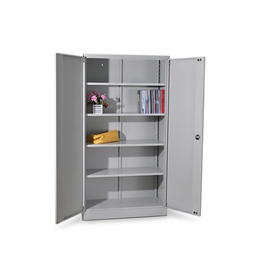 Armoire de rangement métallique moderne à 2 portes, 4 étagères, en acier durable, idéale pour le bureau, la maison, la chambre ou l'entrepôt – Meilleure vente - Product Image 4