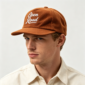 Gorra de Béisbol Vintage de Pana con Bordado Personalizado del Logotipo Open Road, Diseño Curvo, Estilo Desestructurado, Unisex, Venta al Por Mayor - Product Image 1