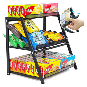 A-Frame <b>Kitchen</b> Storage <b>Rack</b> 3-Tier Black Foldable Standing Shelf For Seasoning Condiment Desktop Organizer - Product Image 1
