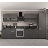 Armoires de cuisine gris foncé mat de style moderne, écologiques et faciles à nettoyer, équipées de quincaillerie haut de gamme pour appartements