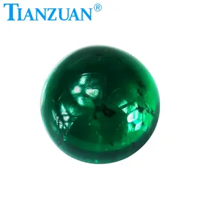 round shape flat back cabochon Hydrothermal emerald green color including minor cracks inclusions loose gem stone