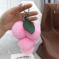 Joli raisin pompons porte-clés sac décoration moelleux Rex lapin fourrure pompons porte-clés voiture porte-clés pendentif accessoires breloques