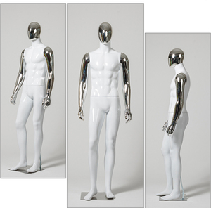Maniquí de cuerpo entero para <span class=keywords><strong>hombre</strong></span> al por mayor, maniquí <span class=keywords><strong>musculoso</strong></span> plateado cromado, maniquí blanco de cuerpo entero masculino con brazo flexible - Product Image 6
