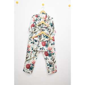 Conjunto de Pijama de Satén 100% Algodón, Estampado de Letras, Cintura Elástica, Transpirable, Informal, Ropa de Dormir para Mujer, Otoño, ODM, Mangas Largas - Product Image 3