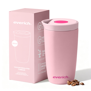 Tazas de Viaje de Acero Inoxidable Everich de 350 ml (12 oz), Taza de Café Aislada de Doble Pared con Logotipo Personalizado y Tapa con Botón de Presión - Product Image 1