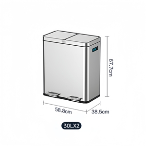 Rectangular 60L Foot Pedal Slow Close <strong>Double</strong> <strong>Compartments</strong> Stainless Steel Bathroom Waste <strong>Bin</strong> - Product Image 4