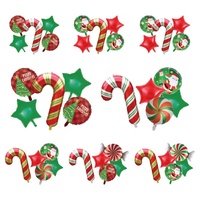 Lot de 5 ballons de Noël en aluminium, décorations de fête avec Père Noël, canne et étoile, ballons en boîte cadeau
