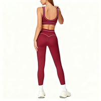 XW-AWX8003+ACK8003 Ensemble de sport taille haute personnalisé pour femme : soutien-gorge confortable et leggings de yoga pour l'entraînement et la gym