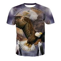 Kaos Pria 3D Embossed Printing Elang Hari Kemerdekaan Amerika Grosir Kustom