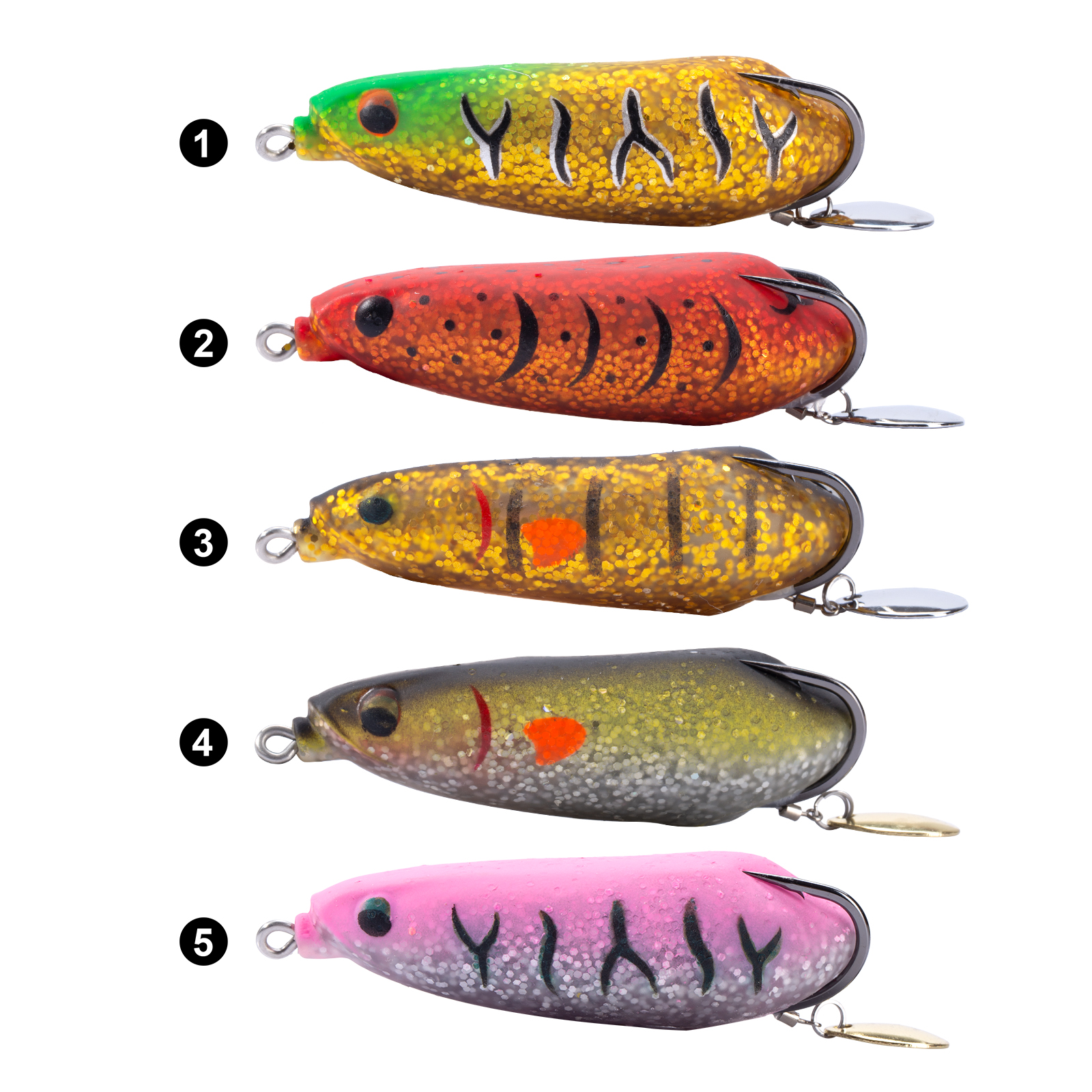 เหยื่อตกปลารูปกบ นิ่ม 5 สี