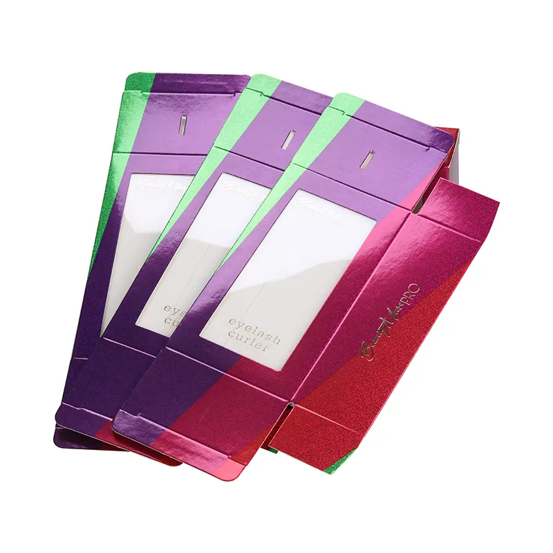 Scatola di imballaggio della scatola di carta Laser di stampa personalizzata scatola di bigodino per ciglia con scatola di imballaggio olografica cosmetica per finestre in PVC