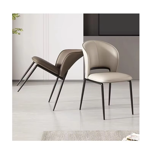 Kursi makan sederhana dan Modern gaya Nordic, kursi sandaran berlapis kain rumah kelas atas, gaya Italia ruang tamu kursi makan. - Product Image 5