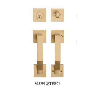 Ensemble de poignées de <span class=keywords><strong>porte</strong></span> <span class=keywords><strong>d</strong></span>'<span class=keywords><strong>entrée</strong></span> en laiton massif haute sécurité, poignée de sécurité extérieure de luxe avec <span class=keywords><strong>serrure</strong></span> pour projet de villa résidentielle - Product Image 6