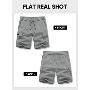2025 hommes sportif décontracté Cargo Shorts XXS taille classique cordon taille élastique plaine teint velours côtelé avec Logos et poches - Product Image 6