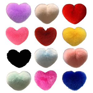 Wholesale Love Heart Plush Keychains Fluffy Fur <b>Key</b> <b>Rings</b> Valentine Pom Pom <b>Accessories</b> Mini Plushies Claw Machine From Factory - Product Image 3