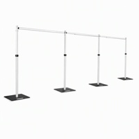 Support de toile de fond réglable à portée longue 30ft x 10ft, 4 montants, 3 barres transversales connectées, cadre de décoration pour mariages et événements OEM ODM