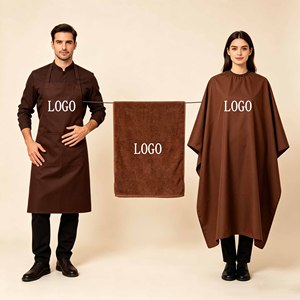 Cape de coiffure professionnelle super marron résistante à l'eau de Javel avec attaches pour maquillage, idéale pour la coupe de cheveux en salon - Product Image 1