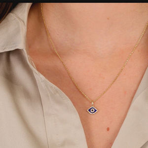 Kalung Enamel Grosir Gemne Berlapis Emas 18k Perak Sterling 925 dengan Liontin Mata Iblis Zirkon Kubik Perhiasan Kustom - Product Image 6