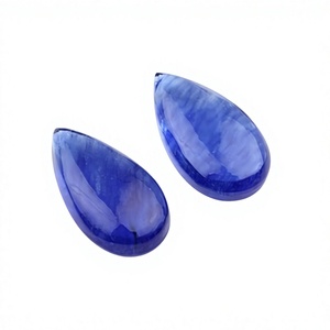 Cuarzo Hidro Blue Cherry Creado en Laboratorio, Valorado por Terceros, 11x20mm, Forma de Pera Plana, Briolette, Gema Suelta Lisa y Altamente Pulida - Product Image 1