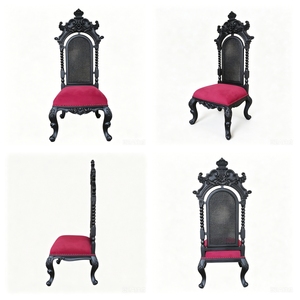 Chaise de salle à manger baroque en bois massif, sculptée à la main, pieds tournés, écologique, durable, dossier haut, pour événements, hôtels, villas - Product Image 3