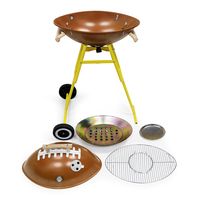 Barbecue portable mini en acier au charbon de bois avec chariot pliable, design ovale moderne en émail de porcelaine de style coréen pour usage domestique et extérieur