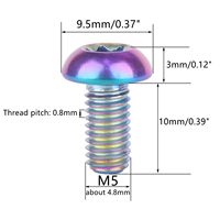 Vis en titane T25 Torx M5x10mm pour disques de frein de vélo, couleur arc-en-ciel