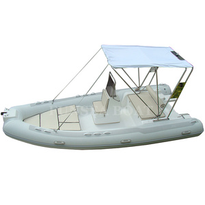 Bote Inflable Rígido <span class=keywords><strong>de</strong></span> Fibra <span class=keywords><strong>de</strong></span> Vidrio RIB 520 <span class=keywords><strong>de</strong></span> 17 pies (5.2 m) con Tubo <span class=keywords><strong>de</strong></span> Hypalon Gris y Asiento Naranja para Pesca, Deportes Acuáticos y Buceo - Product Image 4