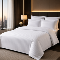 Parure de lit de luxe 4 pièces à rayures géométriques tissées, 100 % coton égyptien, drap-housse, taie d'oreiller, housse de couette