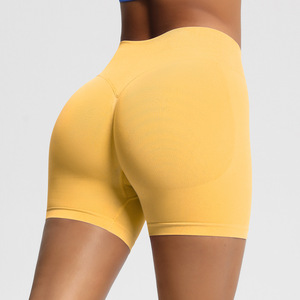 Shorts Deportivos de Cintura Alta para Mujer, Diseño Sólido, 3 Pulgadas, Acanalados, Sin Costuras, con Efecto Levanta Glúteos, Transpirables, de Nailon y Spandex, para Pilates - Product Image 2
