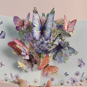 Dreamy luxurious colorful butterfly 3D greeting card with envelope Valentine's Day Mother's Day wedding greeting card in stock - Product Image 1