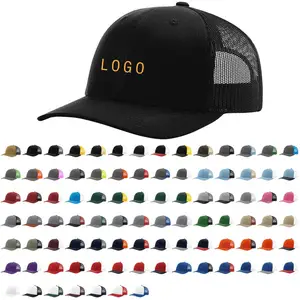 ZG – chapeau de camionneur personnalisé en maille de détresse vierge à 6 panneaux, casquettes brodées richarsson, chapeau de camionneur pour hommes, 112