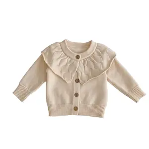Ivy42282A Cor Personalizada Doce Crianças Menina Malha Blusas Meninas Simples Malhas Cor Sólida Cardigans para Bebê