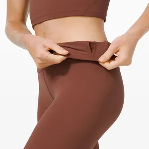 Leggings esportivas para ioga e fitness, calças esportivas para ioga e academia, com logotipo personalizado, com 7 minutos de cintura alta, novidade de OEM Lulu para mulheres