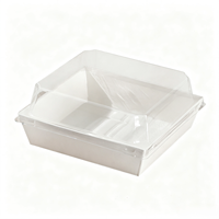 Boîte à sandwich en papier kraft blanc jetable personnalisée avec couvercle en PET transparent à dôme haut, imperméable et résistant à l'huile, pour l'emballage de produits de boulangerie
