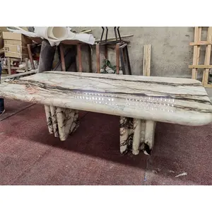 Natural Stone Furniture Custom Living Room Exotic Land Marble Slab Side Table Dining Table Luxury Console Table