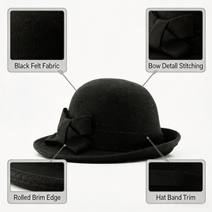 Cappelli Fedora e <span class=keywords><strong>Trilby</strong></span> di Alta Qualità per Donna, 100% Lana, Vari Colori, per Viaggi e Pesca, Adatti a Tutte le Stagioni - Product Image 2