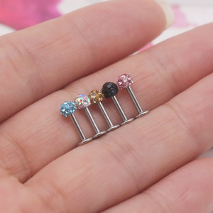 Piercing de Labio con Bola de Acero Inoxidable y Diamantes de Imitación para Cartílago de Oreja y Labio, 16G, Joyería de Moda - Product Image 3
