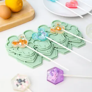 Fast Delivery Cartoon Lollipop Silicone Mold Easy Demoulding DIY Cartoon Ball Heart Car Candy Sweets Fondant Baking Tools