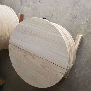 Solid Wood Round <b>Folding</b> Tabletop Trestle Base <b>Outdoor</b> Use Customizable Size Shandong Made - Product Image 2