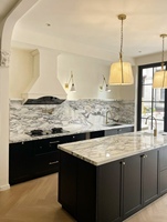 Marmer Arabescato Venato Premium Berkilau Tinggi Warna Putih, Slab Besar untuk Pulau Dapur, Backsplash, Interior Hotel Mewah