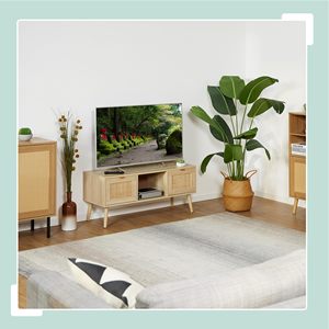 Moderno Lowboard, Rattan Design <span class=keywords><strong>TV</strong></span> Stand per un massimo di <span class=keywords><strong>43</strong></span> <span class=keywords><strong>pollici</strong></span> <span class=keywords><strong>TV</strong></span>, legno Look panca <span class=keywords><strong>TV</strong></span> per camera da letto Boho <span class=keywords><strong>TV</strong></span> Cabinet per soggiorno - Product Image 2