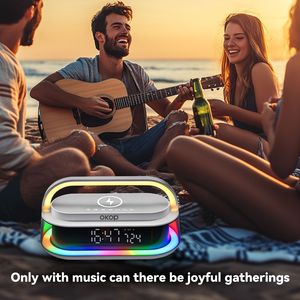 OKOP575 Reloj <span class=keywords><strong>Despertador</strong></span> con Carga Inalámbrica de 15W, Luz Ambiental RGB, Ruido Blanco, Altavoz para Hogar/Oficina, OEM - Product Image 4