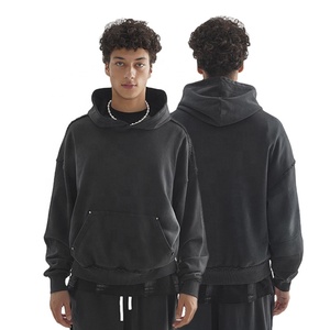 Felpa da <span class=keywords><strong>Uomo</strong></span> di Alta Qualità, 50% Cotone Anti-Restringimento, Corta e Larga, con Colletto a Cappuccio, Vestibilità Ampia, Invernale, Tinta Unita o Stampata, Pullover Imbottito - Product Image 1