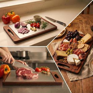 Tabla de Cortar de Titanio de Lujo Personalizada, Doble Cara, Madera Sólida de Sapele, Tabla de Cortar de Doble Uso, Tabla Grande para Quesos y Embutidos - Product Image 6
