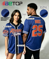 Jersey Baseball Kustom Model Crop Top Berhias Rhinestone Logo Tim Nama Atlet Pencetakan Heat-Transfer Profesional Bahan Poliester