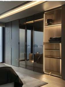 Armario Empotrado de Estilo Italiano de Lujo Ligero, con Borde Negro Avanzado, Cristal Blanco Puro, Espacio de Almacenamiento Múltiple - Product Image 2